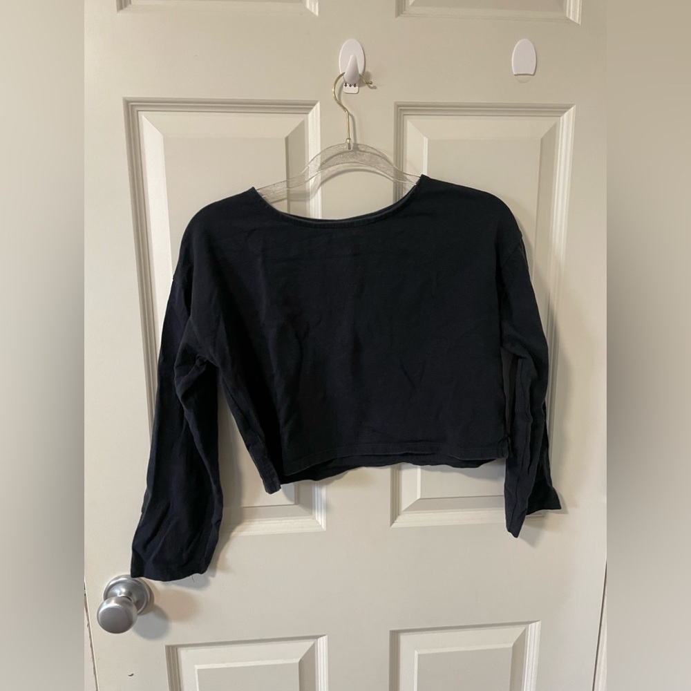 Womens black Madewell cropped mid sleeve tee shirt size xsmall